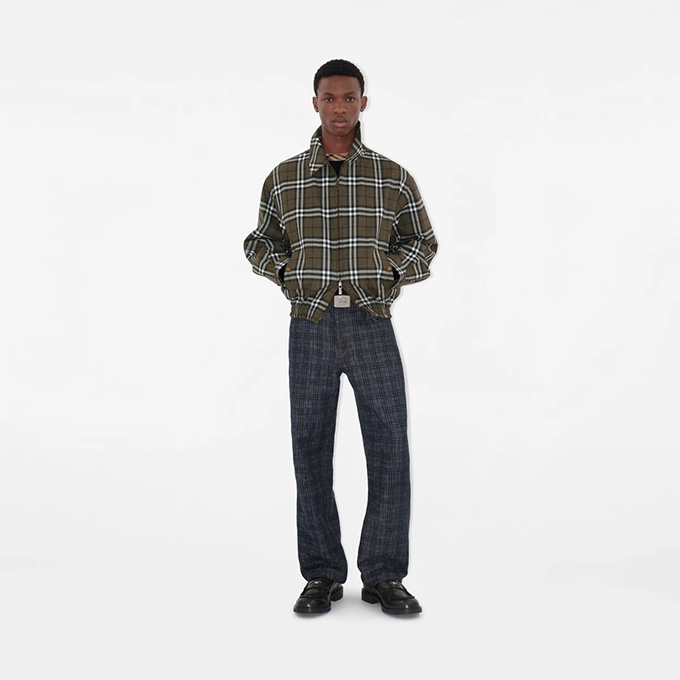 burberry bonded check wool harrington jacket
